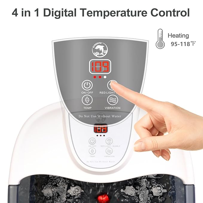 Foot Spa Bath Massager with Heat, Foot Bath with 22 Massage Rollers, Temperature Control, Jets, Bubbles, Epsom Salt and Vibration, Foot Soaking Tub for Relaxation - Grey