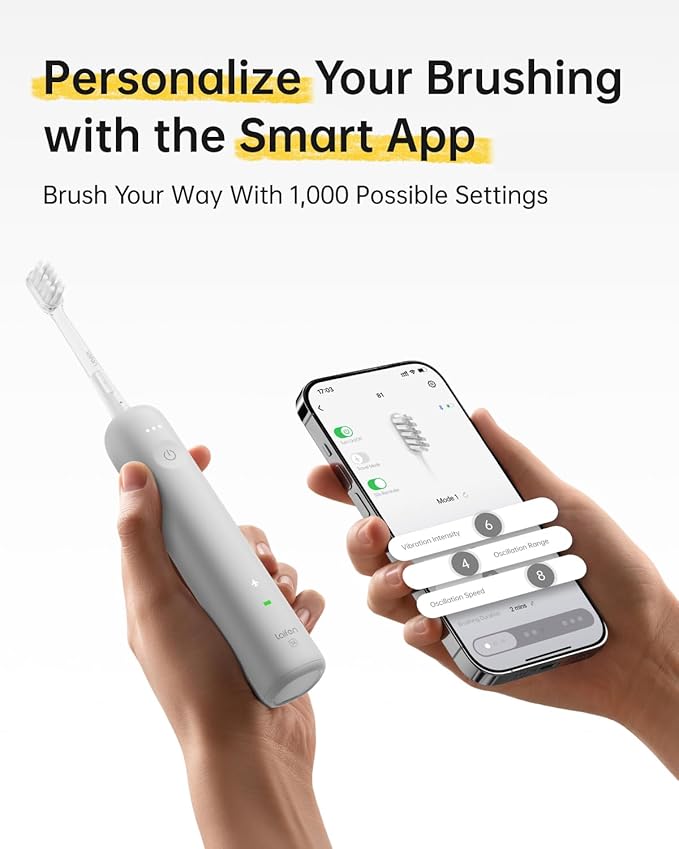 Laifen Wave Special Electric Toothbrush, New 2025 Version Oscillation & Vibration Sonic Electric Toothbrush for Adults with App, 2 Brush Heads, IP68 Waterproof Travel Powered Toothbrush (Matte Grey)