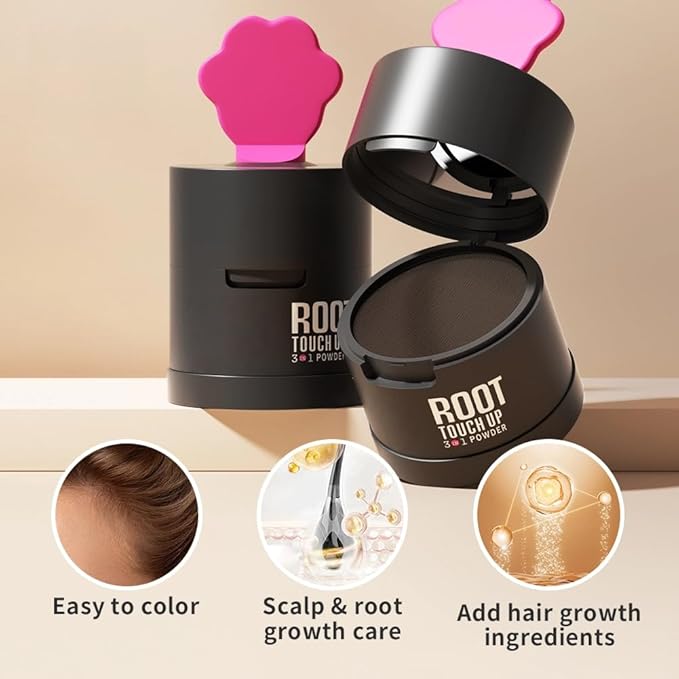 Gowwim Root Touch up Powder, Instantly Gray Hair Cover up Hairline Powder for Women & Men Waterproof and Sweatproof Root Cover Up Long-Lasting for Thinning & Loss Hair (Med Brown1, 4g-1)