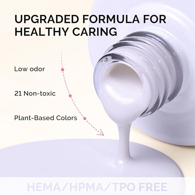 MelodySusie Fleurwee Plant Based Gel Nail Polish, Hema Free White Nail Polish Soak Off UV LED Gel Polish Gift for Women 21 Non Toxic Long Lasting Nail Art Manicure Salon DIY at Home P50
