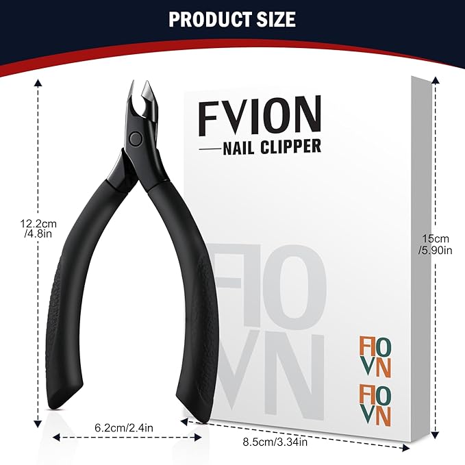 FVION Cuticle Trimmer – Professional Cuticle Nippers, Rubber Coated Handle Manicure Tools – Stainless Steel Cuticle Cutter for Nails (5mm), Dark