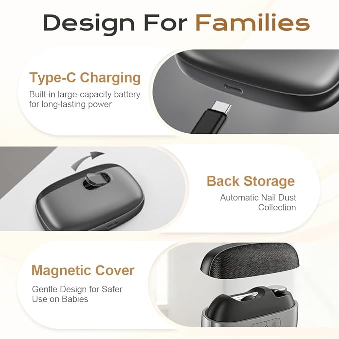 3-in-1 Automatic Electric Nail Clipper with Polishing, Upgraded Electric Nail Trimmer Polisher with LED Light and Nail Scraps Storage, Portable Smart Nail Clipper for Thick Toenails Seniors (White)