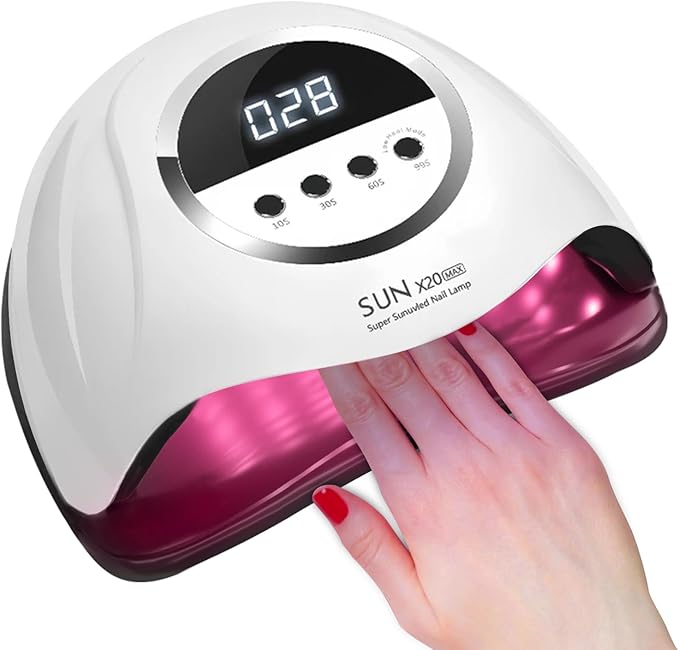 320W UV LED Nail Lamp, Professional Nail Dryer Gel Polish Light with 72 Beads, UV Nail Light with 4 Timer Settings, Nail Polish Curing Gel LED Dryer with Automatic Sensor, LCD Display