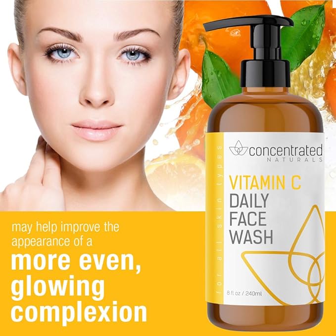 Vitamin C Face Wash Daily Cleanser w/Marine & Plant Extracts & Retinol | Works to Help Cleaner, Brighten & Balance Complexion 8 Fl. Oz. | 240mL
