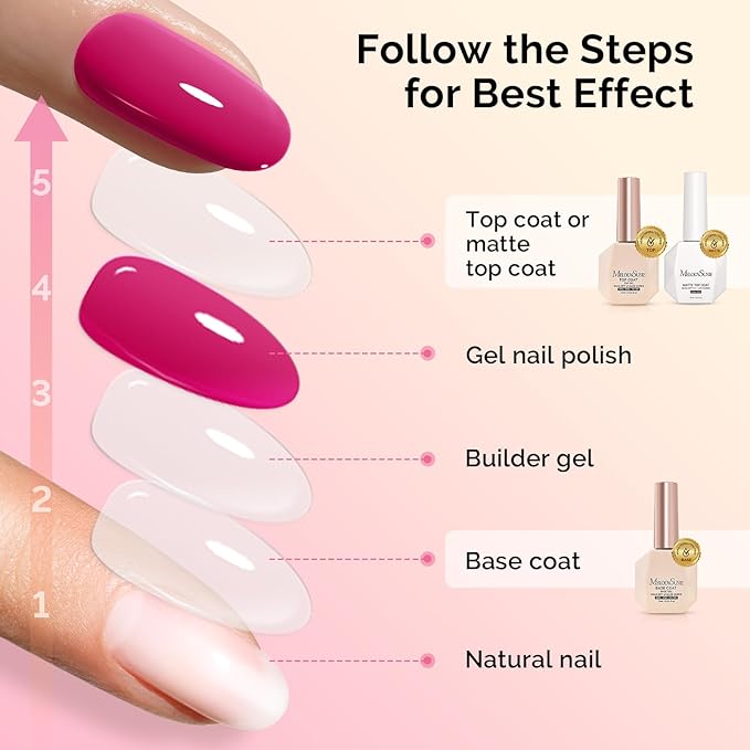 MelodySusie Hema Free Top Coat Base Coat Matte Top Coat Set Long Lasting Shine Finish Soak Off UV LED Nail Lamp Nail Art Design Manicure Kit Perfect Gifts for Women Girls 3 Pcs 15ml Clear