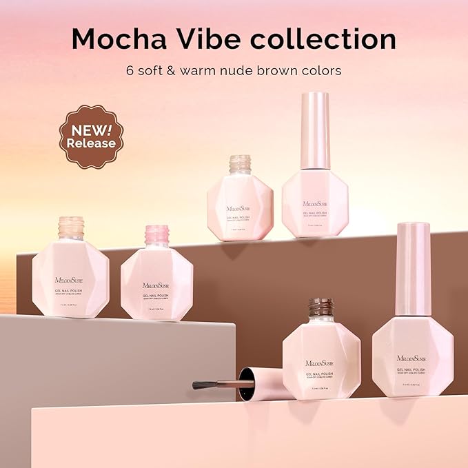 MelodySusie Nude Brown Gel Nail Polish Set - 6 Colors Milky Beige Neutral Pink Soak Off UV LED Gel Polish Gift for Women Nail Art Manicure Salon DIY Nail Design Decoration at Home