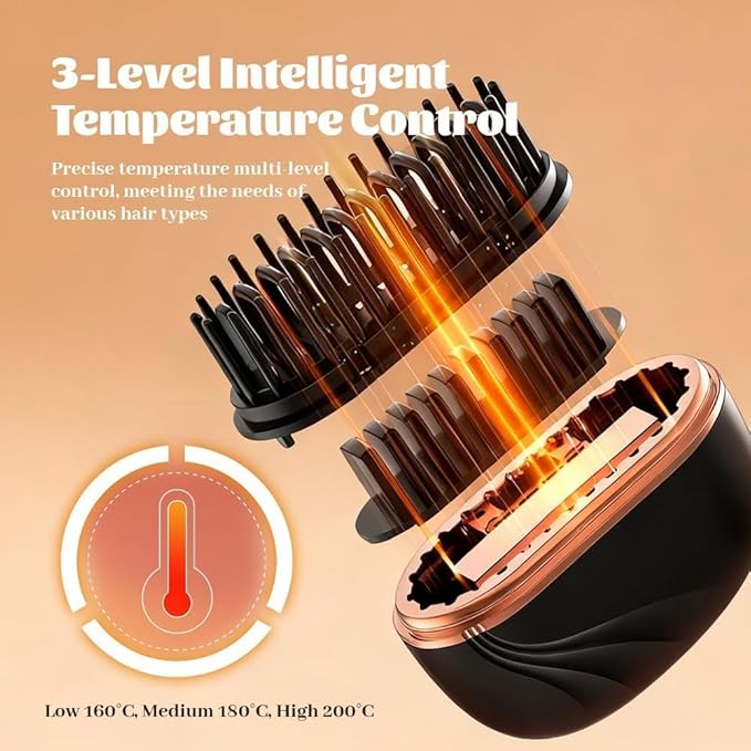 Mini Straightener - Rechargeable Portable Hair Straightener Brush, Fast Heating Hot Comb with Anti-Scald Shell, Lightweight & 3-Speed Temperature Control for Home & Travel Gift (Black)