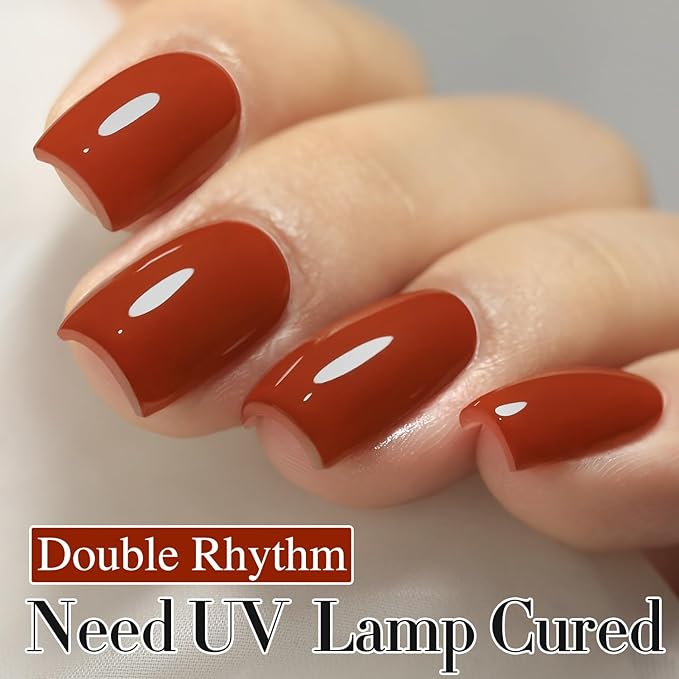 Double Rhythm 15ML Gel Polish Pure Sheer Same Color Same Bottle Soak Off Gel Polish Art Manicure Salon DIY at Home Gifts for Girls Women (Brick Red-A1453)
