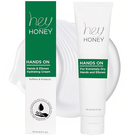 Hey Honey Hand Cream for Extremely Dry Cracked Hands & Elbows - Instant Relief with Shea Butter, Honey & Propolis - Cracked Skin Repair Moisturizer - Fast Absorbing 2.2 Oz