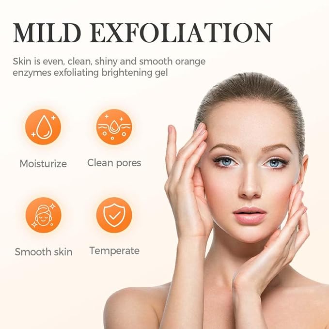 Orange Enzyme Exfoliating Gel, 2025 Upgraded Gentle Body and Face Exfoliator for Smooth Skin, Moisturizing Skin Gel for Soft Skin, Daily Skincare Treatment for Women and Men (1PCS, L)