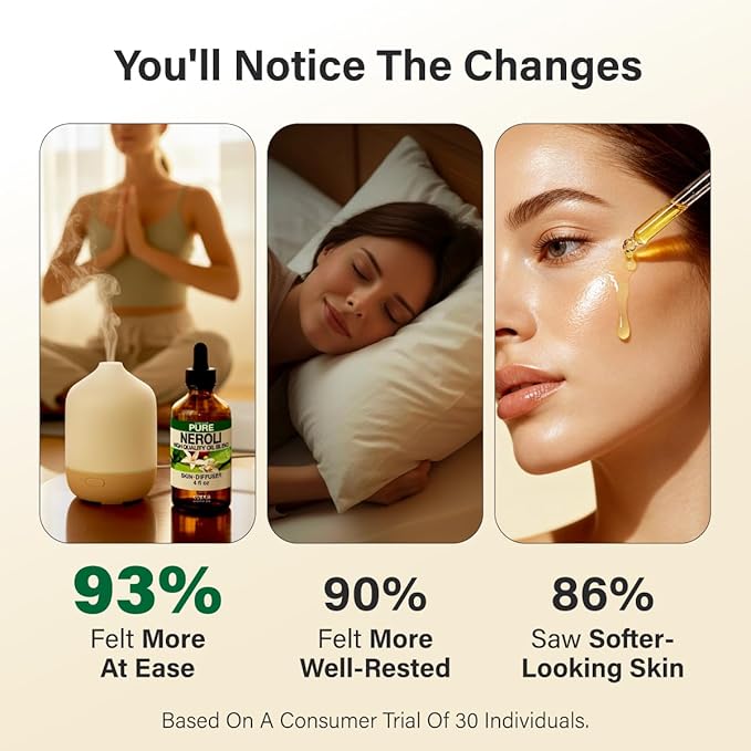 KUKKA Neroli Essential Oils - 4 Fl Oz - for Hair, Skin, Diffuser, Aromatherapy & DIY Soap Making Scent