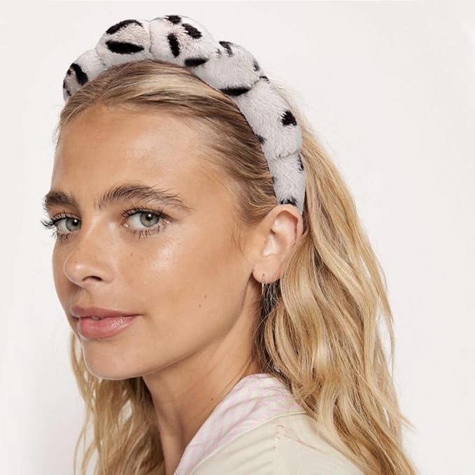 Spa Headbands for Washing Face Wristband Set Sponge Makeup Skincare Headband Wrist Towels Bubble Soft Terry Towel Cloth Hairband for Women Puffy Headwear Non Slip Thick Thin Hair Headwear