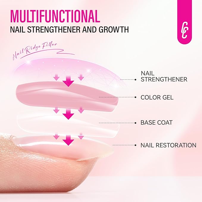 Nail Strengthener for Women: 8 in 1 Natural Nail Hardener Extra Strong and Growth - Dusty Peach Nail Polish Hardener Ridge Filler Concealer for Weak and Damaged Nails 15ml