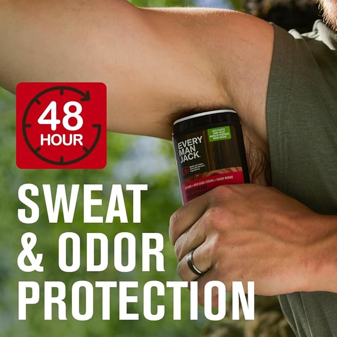 Every Man Jack Men’s Cedar + Red Sage Antiperspirant Deodorant – New & Improved Formula – Smooth Glide, 48-Hour Odor & Sweat Defense– 2.6 oz (2 Pack)