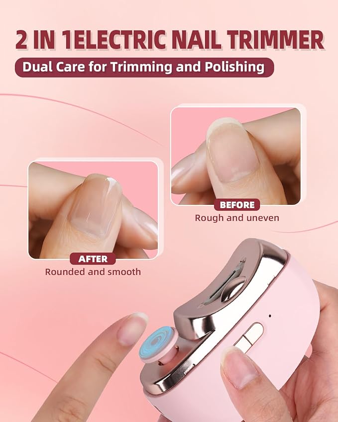 2025 Upgraded Electric Nail Clipper, 3 in 1 Automatic Nail Trimmer and Polisher with LED Light & Clip Storage,USB Rechargeable - 2 Speeds Electric Nail File for Baby, Adults, Seniors