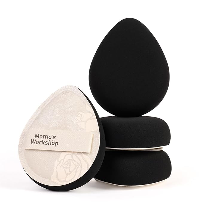 Satin White Egg Makeup Sponge,Firm Bounce Rubycell,Cushion Sponge with Wide PU Leather for Quick-Dry/Full Coverage Foundations,Cosmetic Puff,2pcs Beauty Puffs&Storage Case