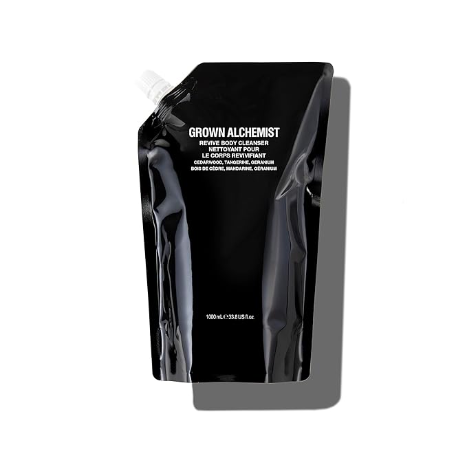 Grown Alchemist Revive Body Cleanser Refill Pouch. Cedarwood, Tangerine, Geranium. Gentle Body Wash. Hydrates & Cleanse Skin, (1L).