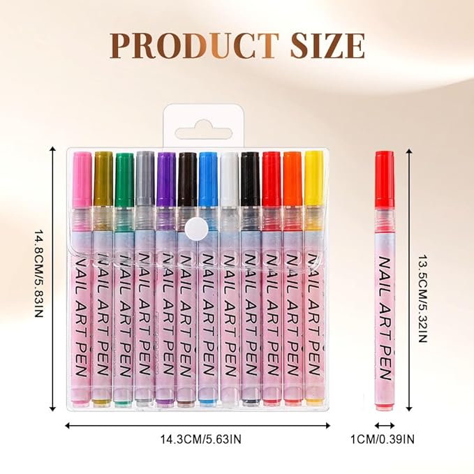 12 Colors Nail Art Pens Set, 2026 Upgrade Nail Marker, Fine Tip Nail Art Pen 0.5mm, Portable Nail Art Tools for Home Salon, Nail Art Pen Set for Beginners (24pcs)