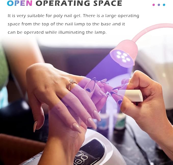 UV LED Nail Lamp, Portable Mini Nail Dryer, 360° Rotatable Hands Free Quick Gel Nail Light, Nail Polish Curing Lamp Flash Cure Light for Nails Great for DIY Home & Salon Manicure (Pink)