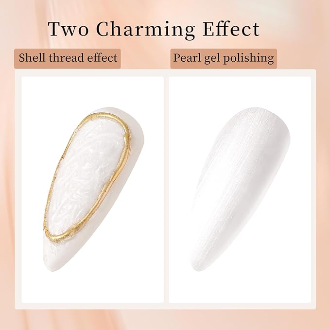MAYCHAO 15ML Pearl Gel Nail Polish 1Pc Pearlescent Shell White Nail Polish Soak Off Shimmer Mermaid Gel Polish for Nail Art Manicure Salon DIY at Home, 0.5 OZ