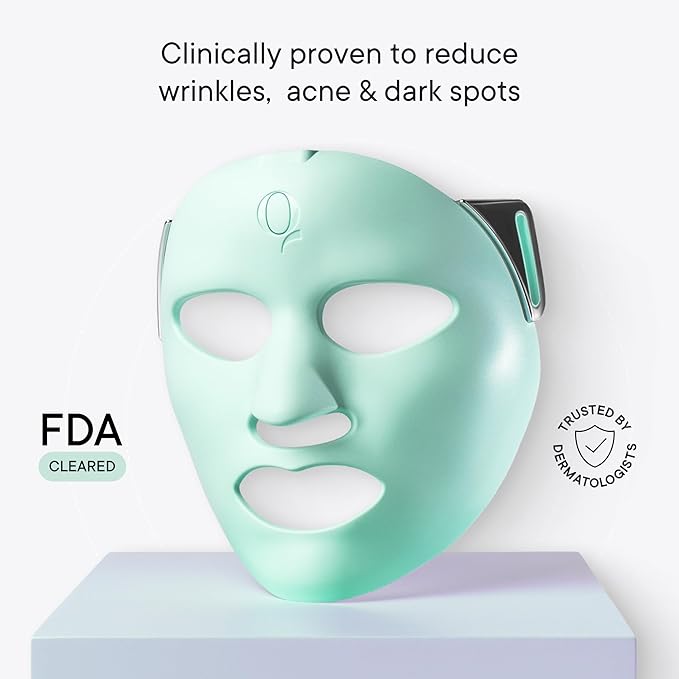 Qure Red Light Therapy for Face – LED Mask with 5 Light Modes for Anti-Aging, Acne, Wrinkles & Dark Spots, 3-Min Wireless Daily Treatments, Smart App Control with Reminders, FDA Cleared