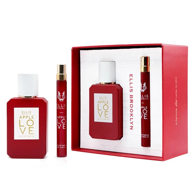 Ellis Brooklyn APPLE LOVE Eau De Parfum Gift Set- Perfume for Women, Amber Gourmand, Apple Scented, Vegan, Cruelty-Free, Sustainable Ingredients, Made in USA, 50ml and 10ml