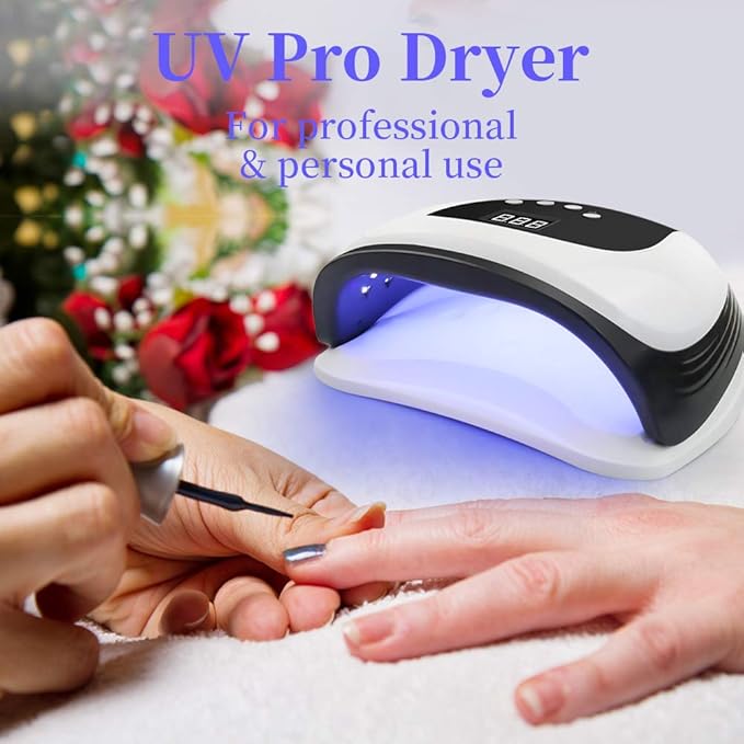 JEWHITENY 120W UV LED Nail Lamp, Nail Dryer for Gel Polish with 54 Light Beads, Upgraded Curing Lamp for Fingernail and Toenail Auto Sensor Dual Light Source Nail Machine