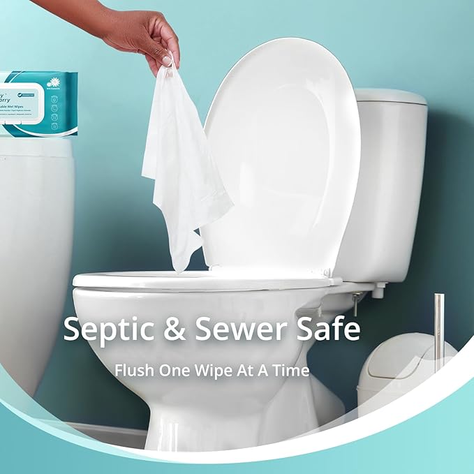 WhyWorry Flushable Wipes for Adults, Extra Large 8"x10" Butt Wipes for Toilet & Personal Cleansing, Chamomile and Vitamin E, 100% Plant-Based, Septic & Sewer Safe, Unscented, 144 Count (3 Packs)