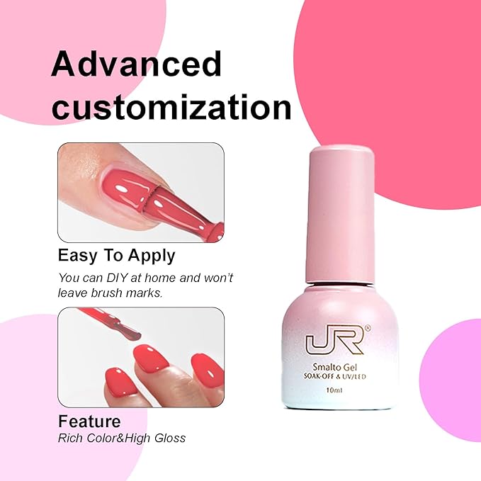 JR 35pcs 10ml Gel Nail Polish Same Color Same Bottle Red Pink Nude Gel Polish Set Base Top Matte Coat For Nail Salon Professional Nail Art Manicure for Women A Set