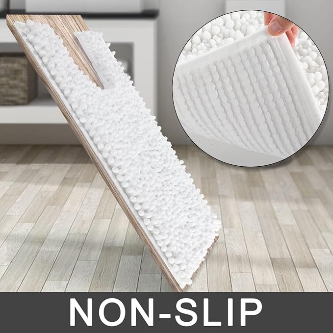 Yimobra Toilet Rug U Shaped Washable 24x20 Inch - Ultra Soft Absorbent Chenille Bath Rugs for Toilet, Quick Dry & Machine Washable, Non Slip Contour Bathroom Mat, White