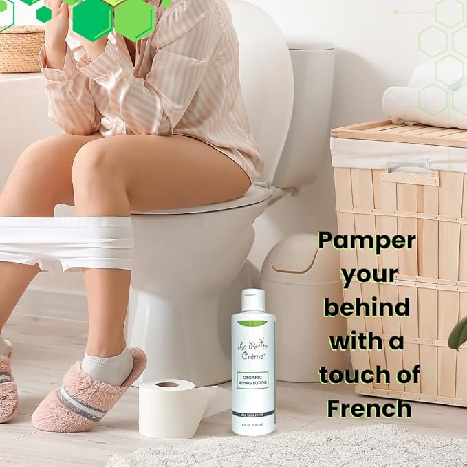 La Petite French Premium Wiping Lotion (8 oz) - Alternative to Wet Wipes for Better Bathroom Experience - Skin Cleanser & Moisturizer - Flushable - USDA Certified Organic and EWG Verified