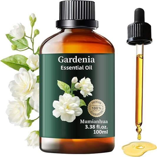 Gardenia Essential Oil Pure, Mumianhua Natural Gardenia Oil for Reed Diffuser, Air Freshener, Skin, Hair, Laundry & Women's Perfume, Candles Making 3.38 Fl Oz