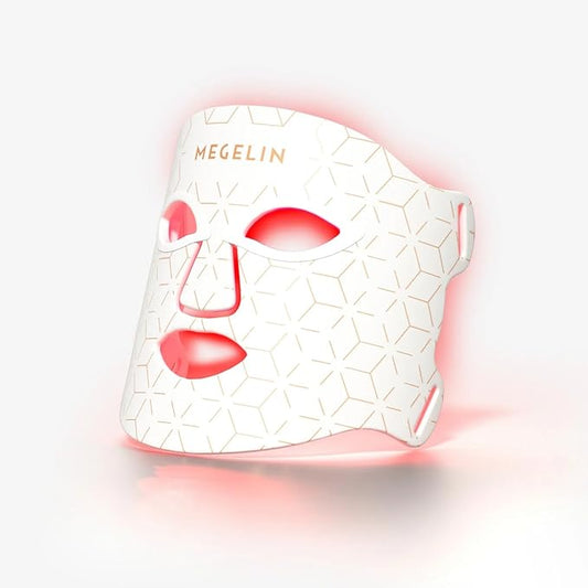 MEGELIN 7 Colors Led Light Therapy Facial Mask, Face Light Therapy Mask for Face, Reduce Wrinkles Smooth Skin, Infrared Light Skin Rejuvenation(White)