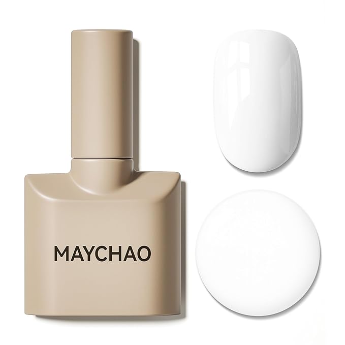 MAYCHAO 15ML Off White Gel Nail Polish 1Pc Pure White Nail Polish Soak Off UV LED Nail Gel Polish Nail Art Starter Manicure Salon DIY at Home, 0.5 OZ
