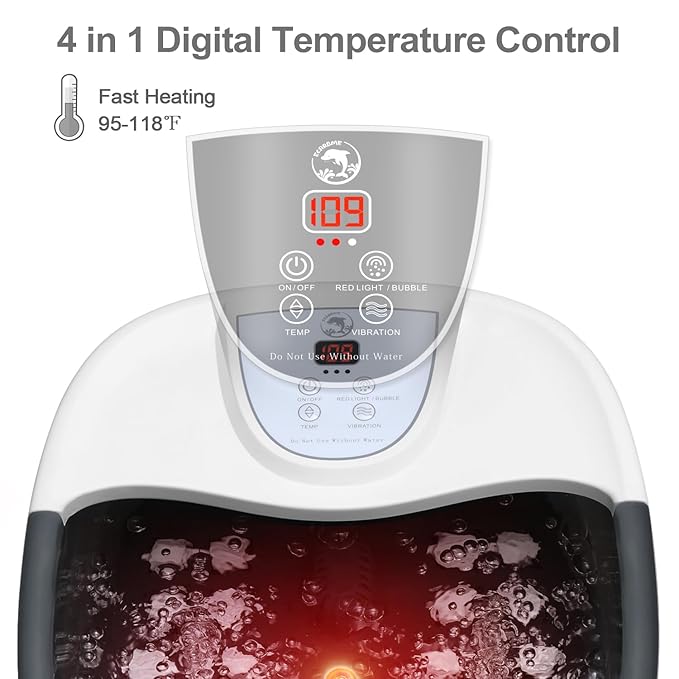 Foot Spa Bath Massager with Heat, Foot Bath with 22 Massage Rollers, Temperature Control, Jets, Bubbles, Epsom Salt and Vibration, Pedicure Foot Spa for Relaxation - Black