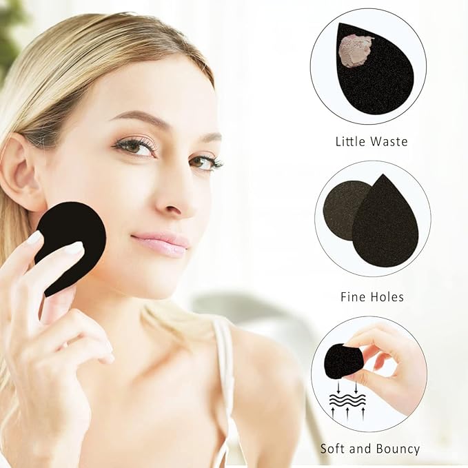 Makeup Sponges Set - Beauty sponges Blending Blenders with 1 Holder and Egg Case, Flawless for Cream, Powder and Liquid (Black, 4Pcs+1Holder+ case)