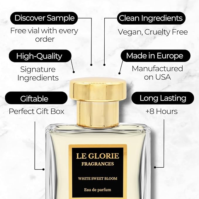 Inspired by C-Hha Ga-bri.e-lle - White Sweet Bloom EDP, Long Lasting Luxury Perfume Spray for Women, All Skin Types, Cruelty Free - 1.7 fl oz 50ml