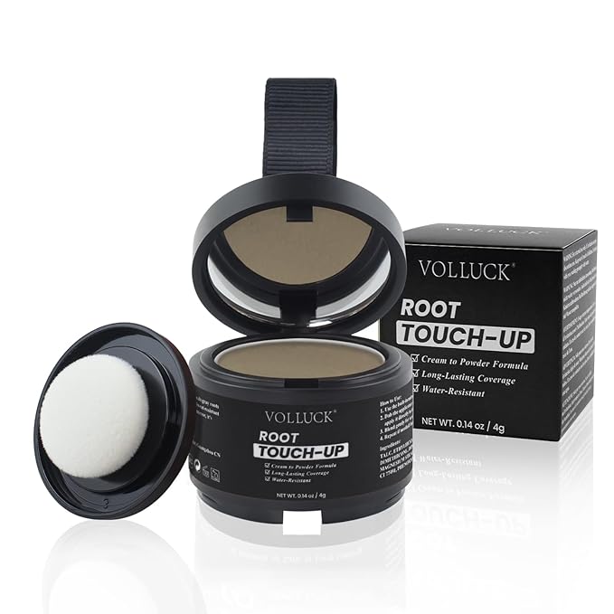 VOLLUCK Hairline Powder Instantly, Root Touch up Powder Hair Color Upgraded, Grey Root Cover up Conceals Hair Loss, Hairline Shadow for Women & Men for Thinning Hair Natural, Sweatproof (Brown)