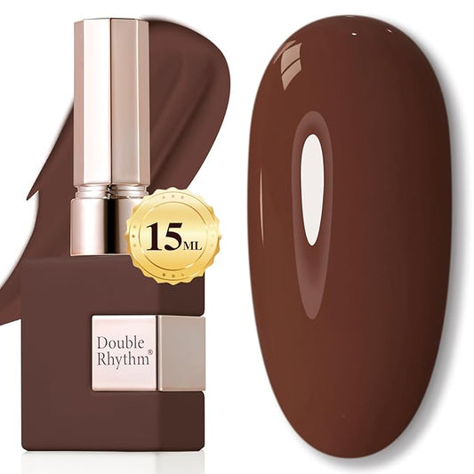Double Rhythm 15ML Dark Brown Gel Polish Pure Sheer Same Color Same Bottle Soak Off Gel Polish Art Manicure Salon DIY at Home for Women (Deep Brown-A1446)