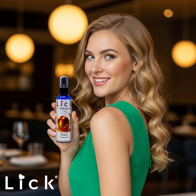 LICK Peach Scented Body Spray – Light and Fresh Fruity Mist – 4 fl oz