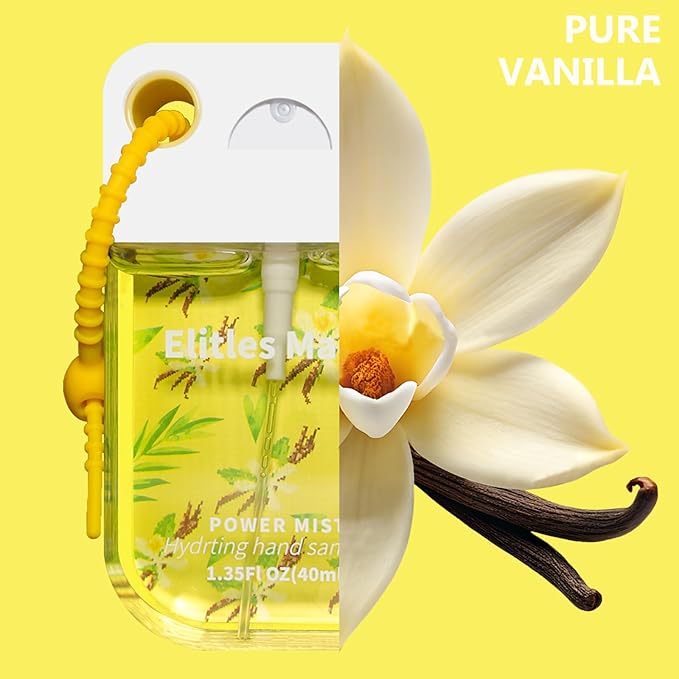 Hand Sanitizer Spray, 3Pack Spray Hand Sanitizer Travel Size With Cute Keychain, Scented Mini Pocket Power Mist Hydrating for Kids Christmas Gifts,1.35FL.OZ (Vanilla,Lavender,Ocean