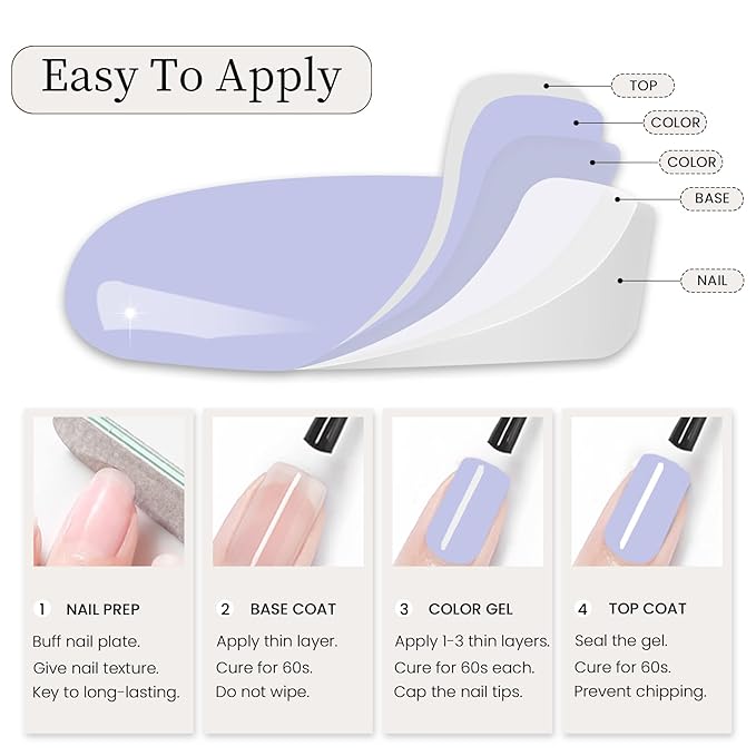 MAYCHAO 15ML Gel Nail Polish 1Pc Lilac Purple Gel Polish Soak Off UV LED Nail Polish Nail Art Starter Manicure Salon DIY at Home, 0.5 OZ