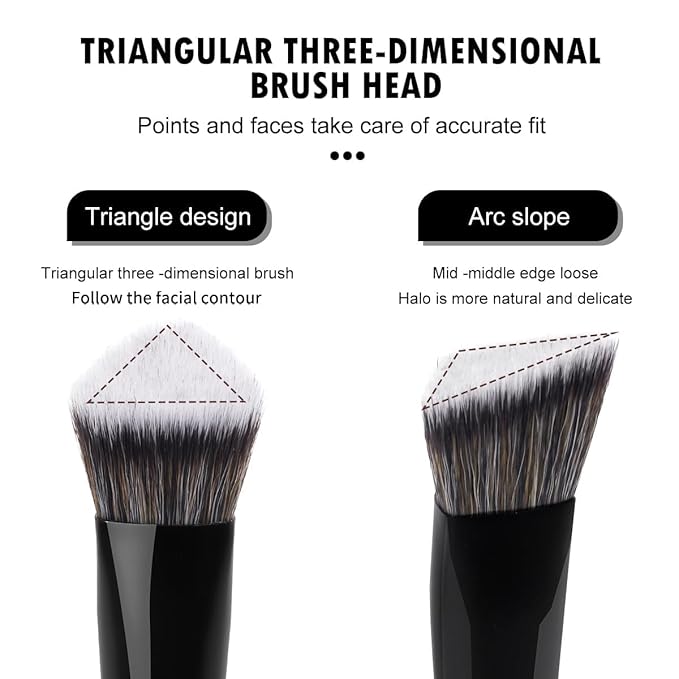 MAANGE 3 PCS Foundation Contour Conceal Brush Set, Makeup Brushes, Eyeshadow Concealer Brushes, Double Sided Blending Eyebrow Brush Professional Face brush Set Tools, For Liquid, Cream, Loose Powder