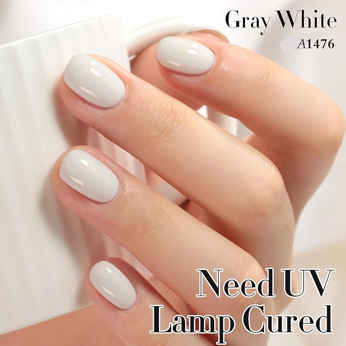 Double Rhythm 15ML Gel Polish Pure Sheer Same Color Same Bottle Soak Off Gel Polish Art Manicure Salon DIY at Home for Women (Gray White-A1476)