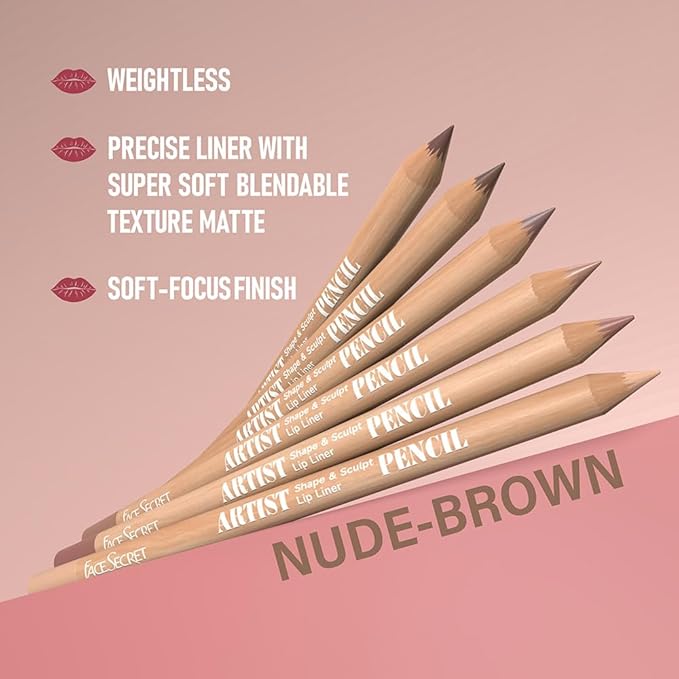Beauty Glazed 6pcs Nude Brown Lip Liner Makeup Set - Waterproof & Smudge-Proof Matte Pencil, Long-Lasting & Durable, Smooth & Easy Glide, Non-Smudge, Contouring, Filling & Layering (NUDE-BROWN Set)