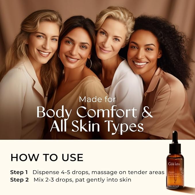 Gya Labs Arnica Carrier Oil - 1 Fl Oz - for Hair, Skin, Face, Scalp & Body Massage