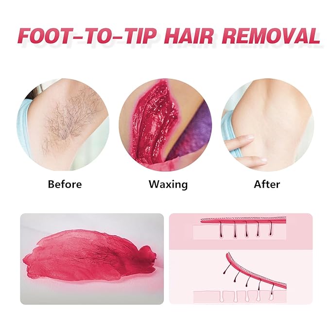 Hard Wax Beads for Hair Removal, 3lb Bulk Red Professional Brazilian Waxing Beads for Sensitive Skin Women Men, 48oz Big Bag of Wax Pellets for Body Bikini Legs Fine Hair & Coarse Hair Strawberry Red