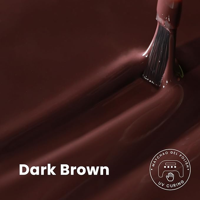 MAYCHAO 15ML Gel Nail Polish 1Pc Dark Brown Gel Polish Soak Off UV LED Nail Polish Nail Art Starter Manicure Salon DIY at Home, 0.5 OZ