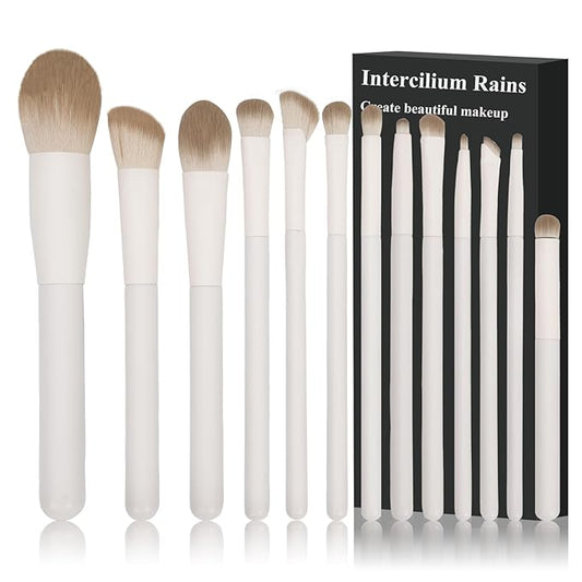 Makeup Brush Set Professional 13pcs，Premium Synthetic Powder Foundation Contour Blush Concealer Eyeshadow Blending Liner Make Up Brushes Kit（Milky B521）