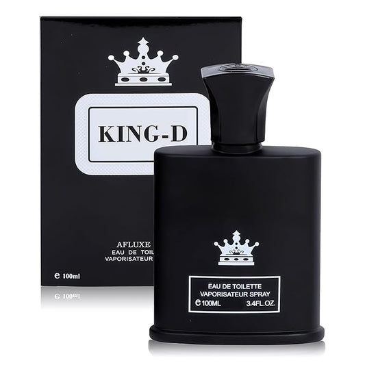 King-D Black Long-Lasting Cologne for Men | Lemon, Violet Leaves, & Sandalwood Scent | Eau de Toilette 100ml Spray | Day to Night Fragrance